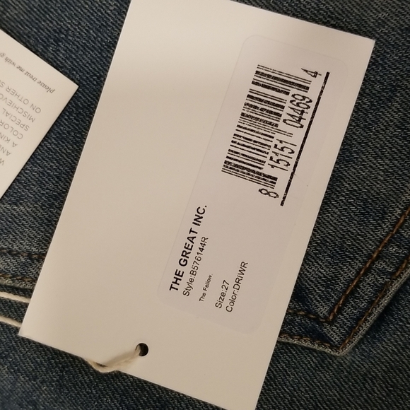 💕THE GREAT💕 The Fellow Jeans Drifter Wash with Rhinestones Button Fly 27 NWT - Picture 16 of 16